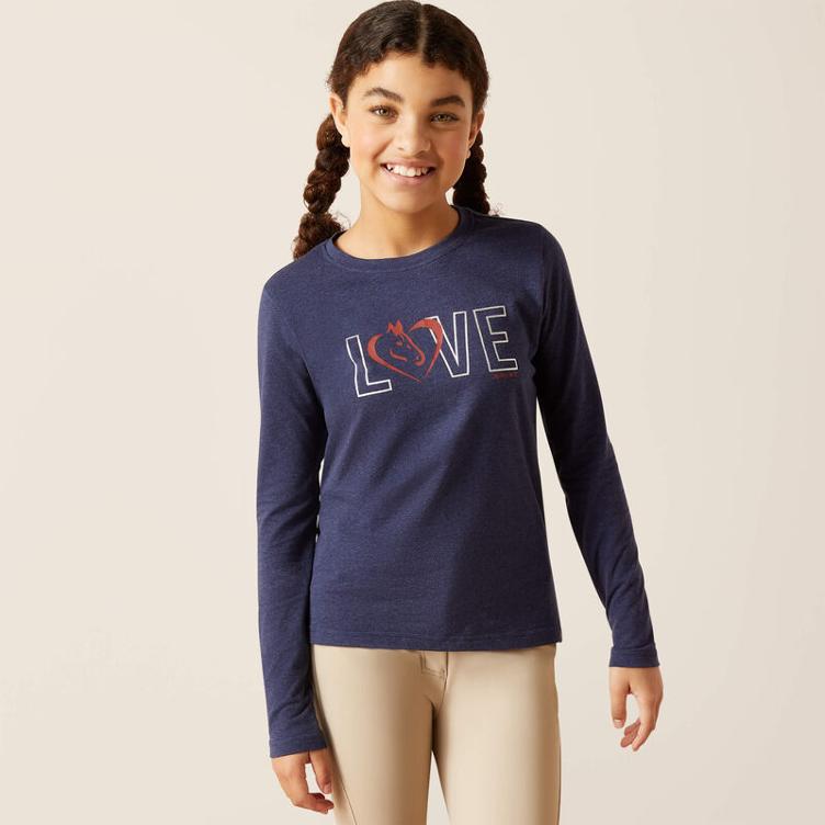 Ariat Youth Langarmshirt Love-navy heather