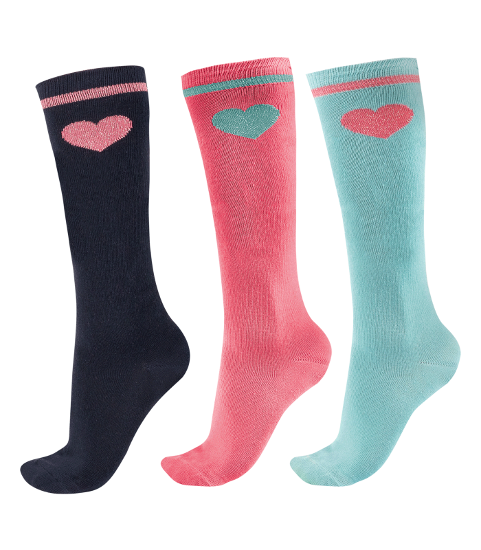 Waldhausen Reitsocken Glitter Kids 3er Pack-rosarot/mint/nachtblau