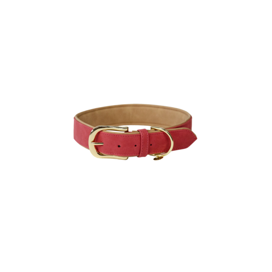 Halsband vegan Leder-rot/beige