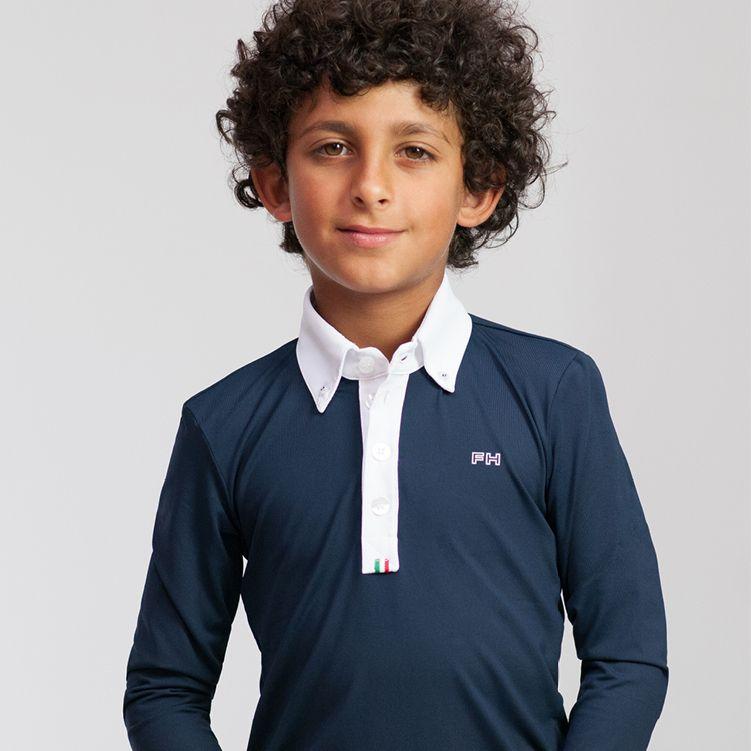 For Horses Turniershirt Boys Toby longsleeve-navy